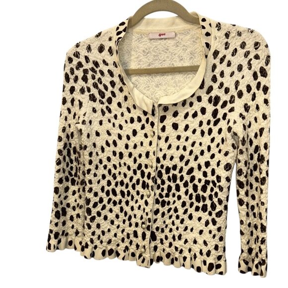 Leggiadro Italy FANTASTIC cream black spotted animal leopard top S - Picture 1 of 7